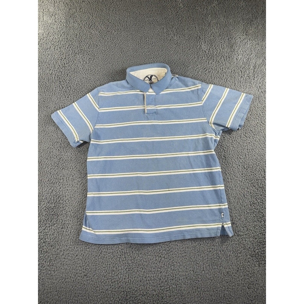 Vintage American‎ Eagle Rugby Polo Shirt Medium Men Striped Short Sleeve Y2K